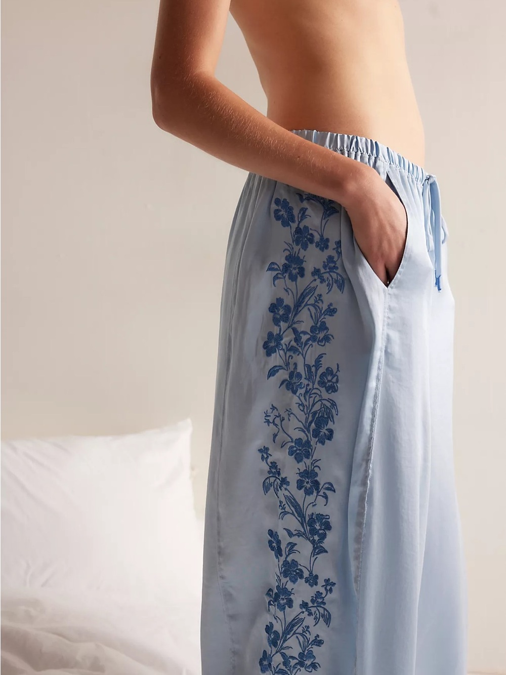 Free People Intimately Sleep Pants Special Treatment Blue Medium NWOT $128